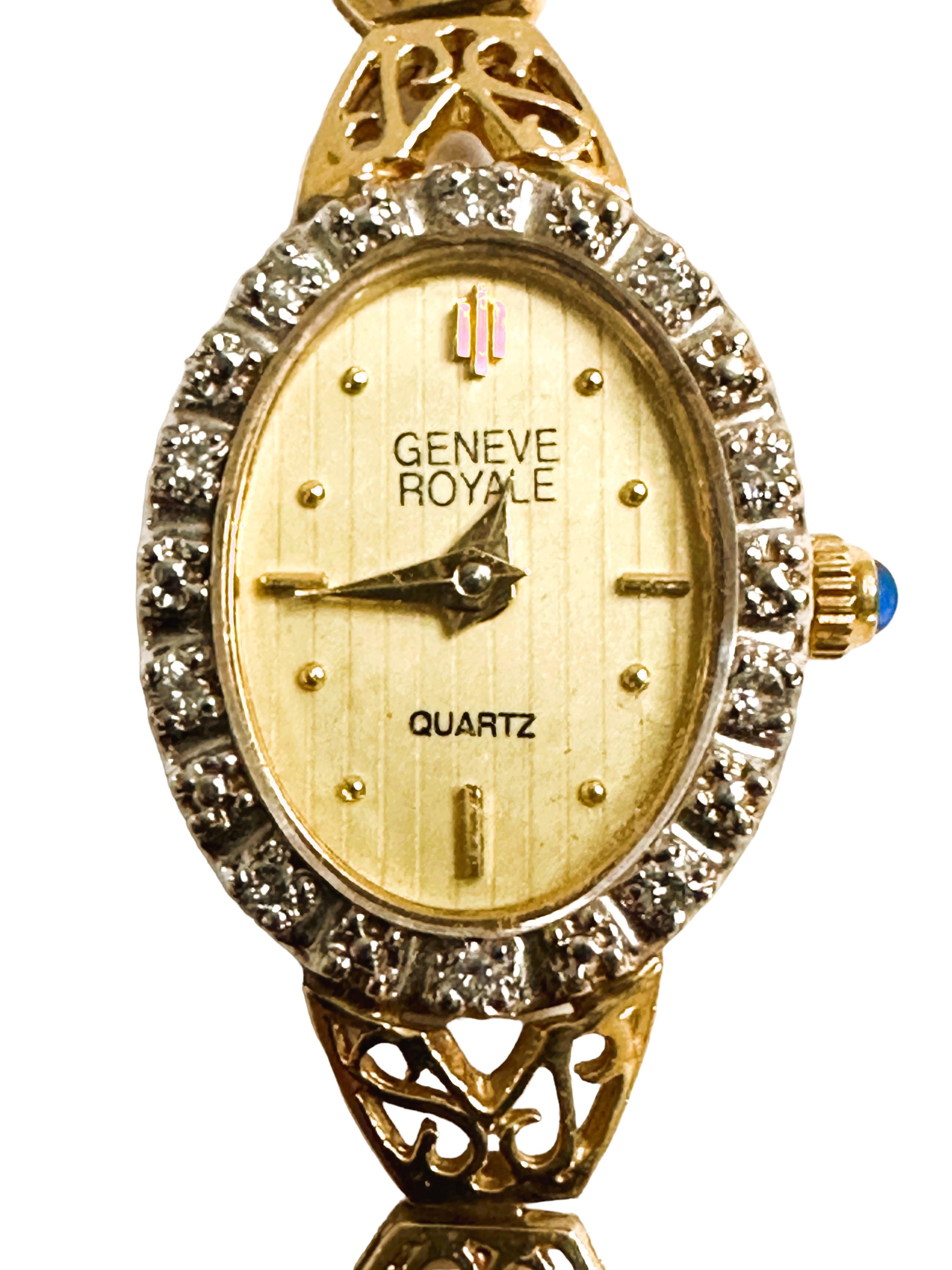 14k Yellow Gold Diamond and Gemstone Geneve Royale Ladies Watch 1
