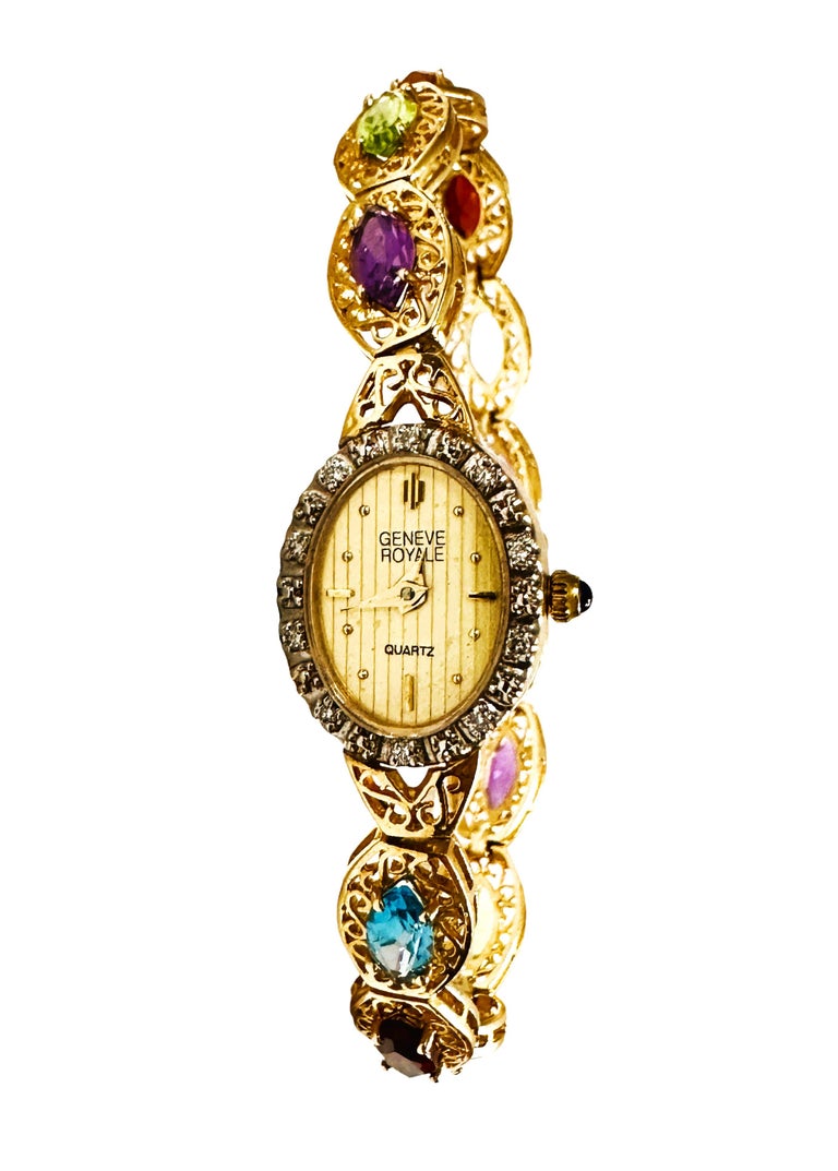 14k Yellow Gold Diamond and Gemstone Geneve Royale Ladies Watch at 1stDibs mount royale geneve ladies watches mount royale geneve watch price in india mount royale geneve watches