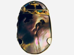 14K Yellow Gold Diamond And Mabe Blister Pearl Brooch