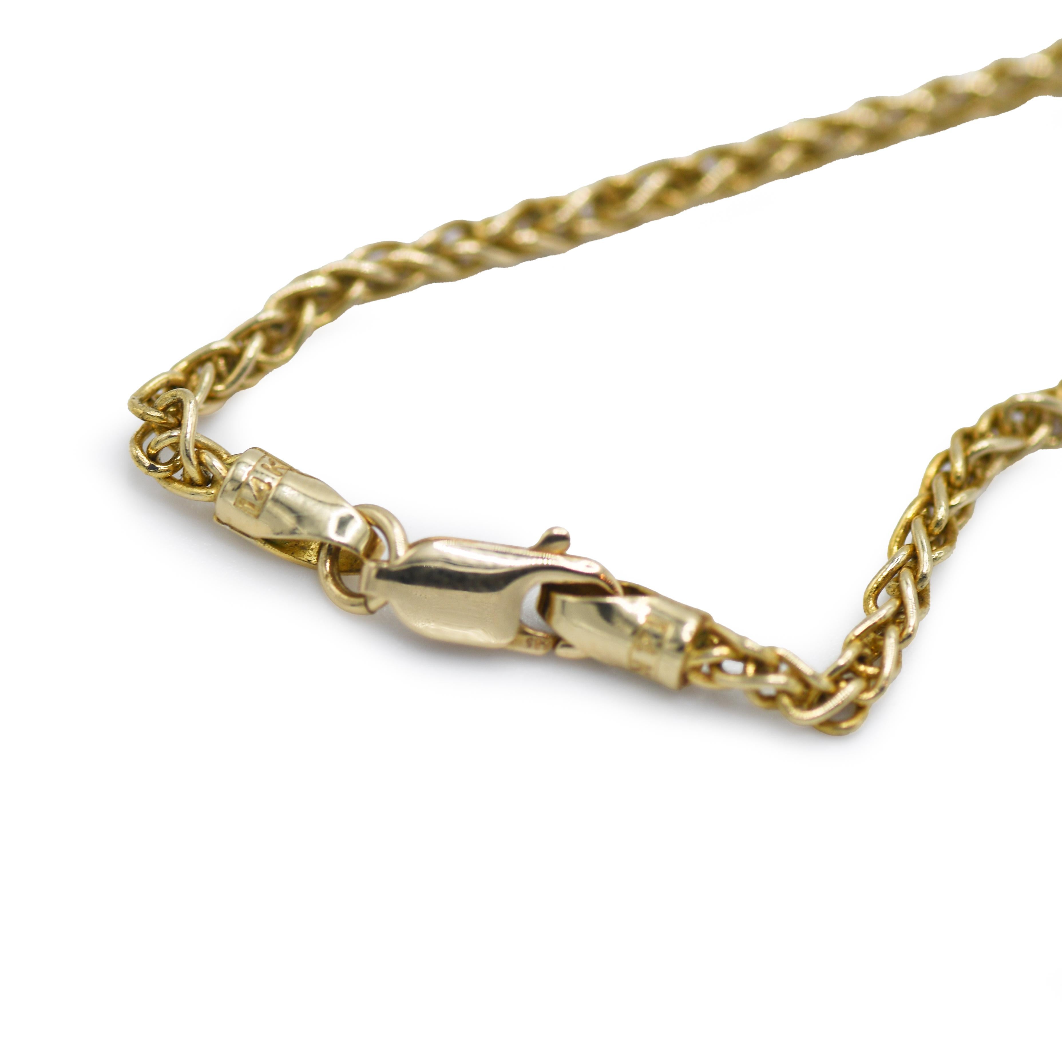 Halskette aus 14 Karat Gelbgold mit Diamant und Perlen im Angebot 3