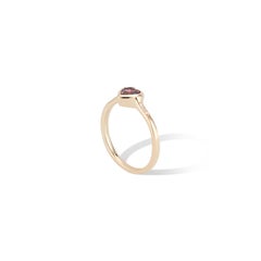 14k Yellow Gold Diamond and Rhodolite Garnet Heart Ring