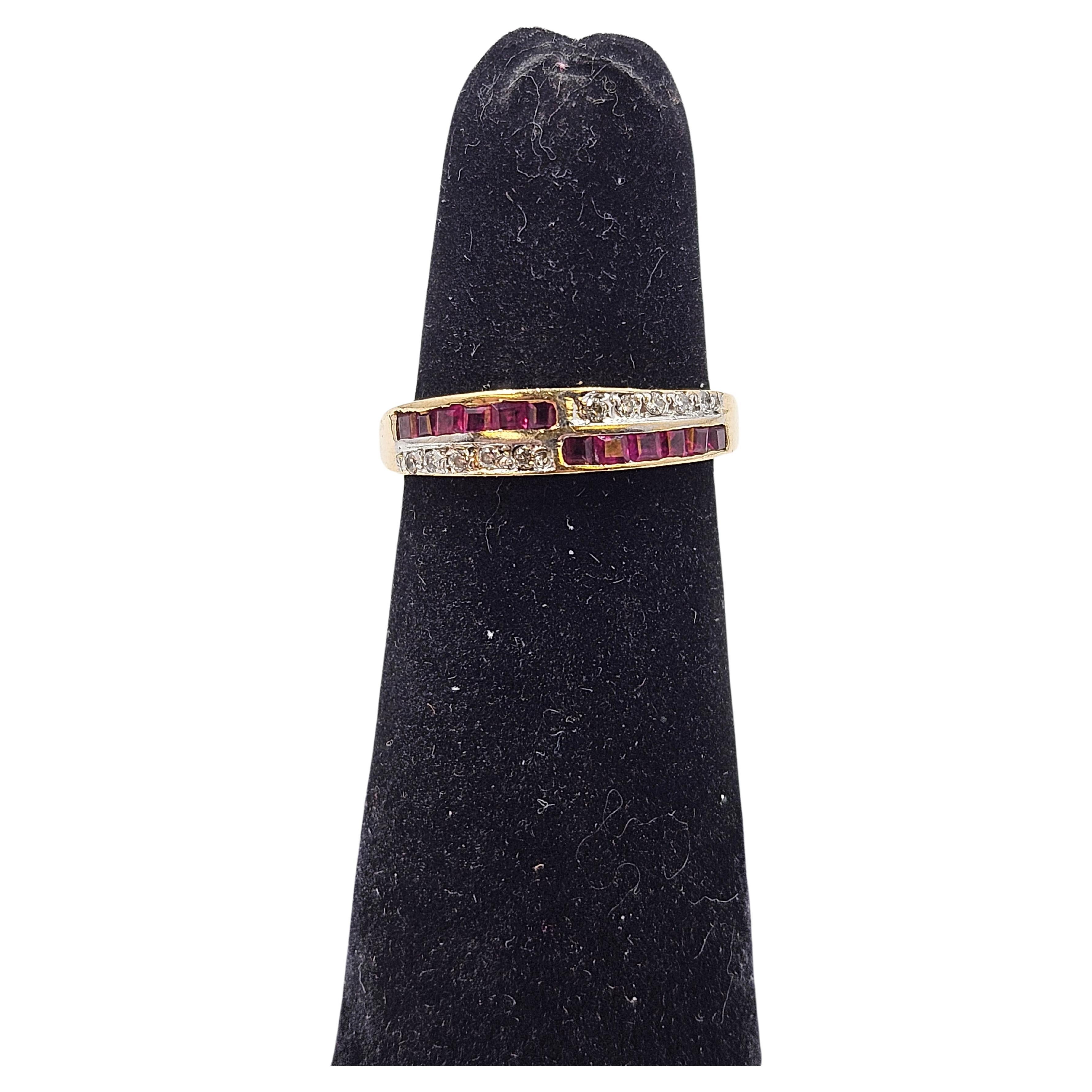 14K Yellow Gold Diamond and Ruby Band