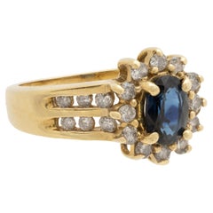 14K Yellow Gold Diamond and Sapphire Cocktail Ring