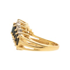 14k Yellow Gold Diamond and Sapphire Marquise Anniversary Wedding Ring