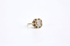 14k Yellow Gold Diamond and Sapphire Ring