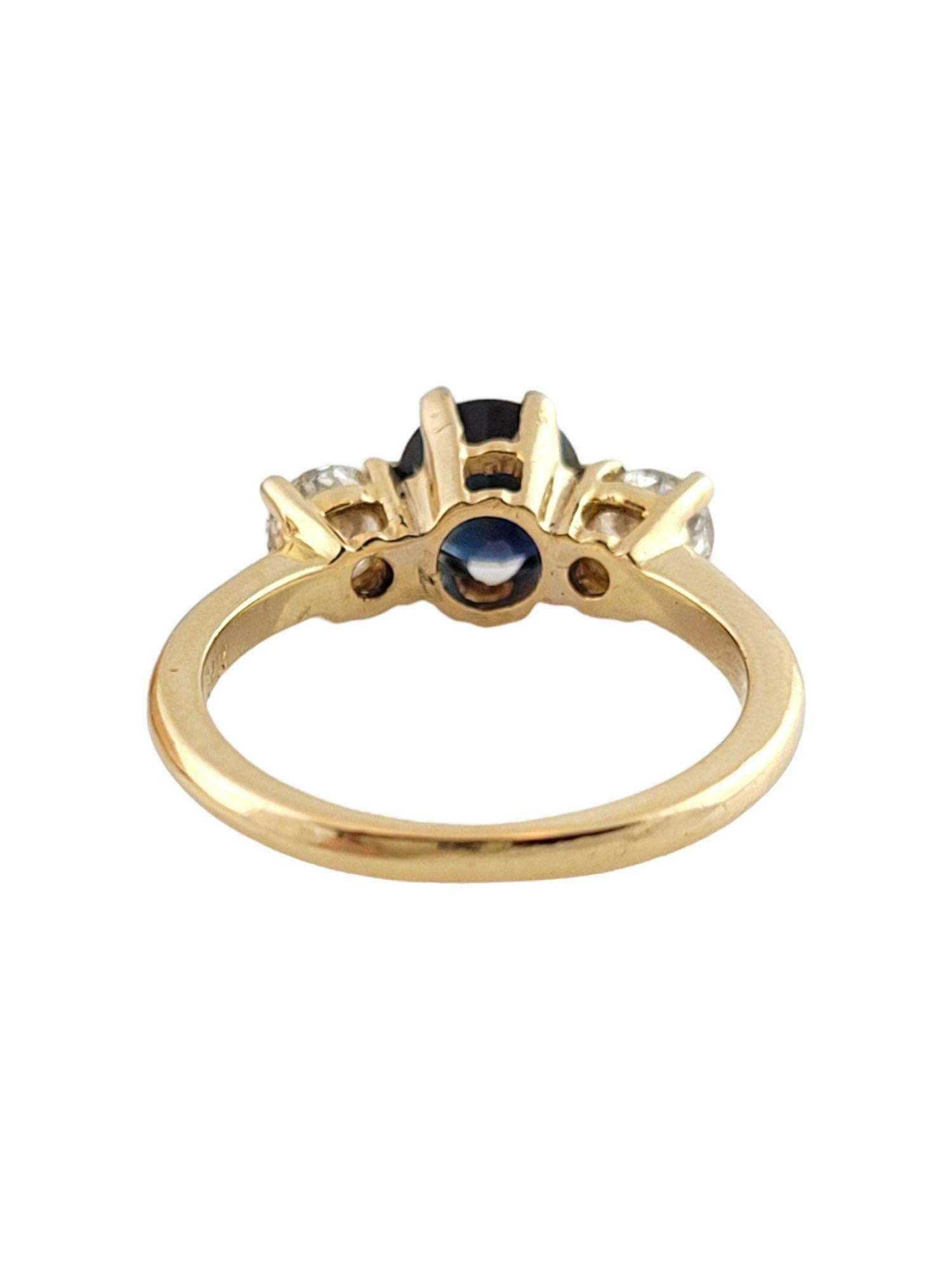 Women's 14k Yellow Gold Diamond and Natural Sapphire Ring For Sale
