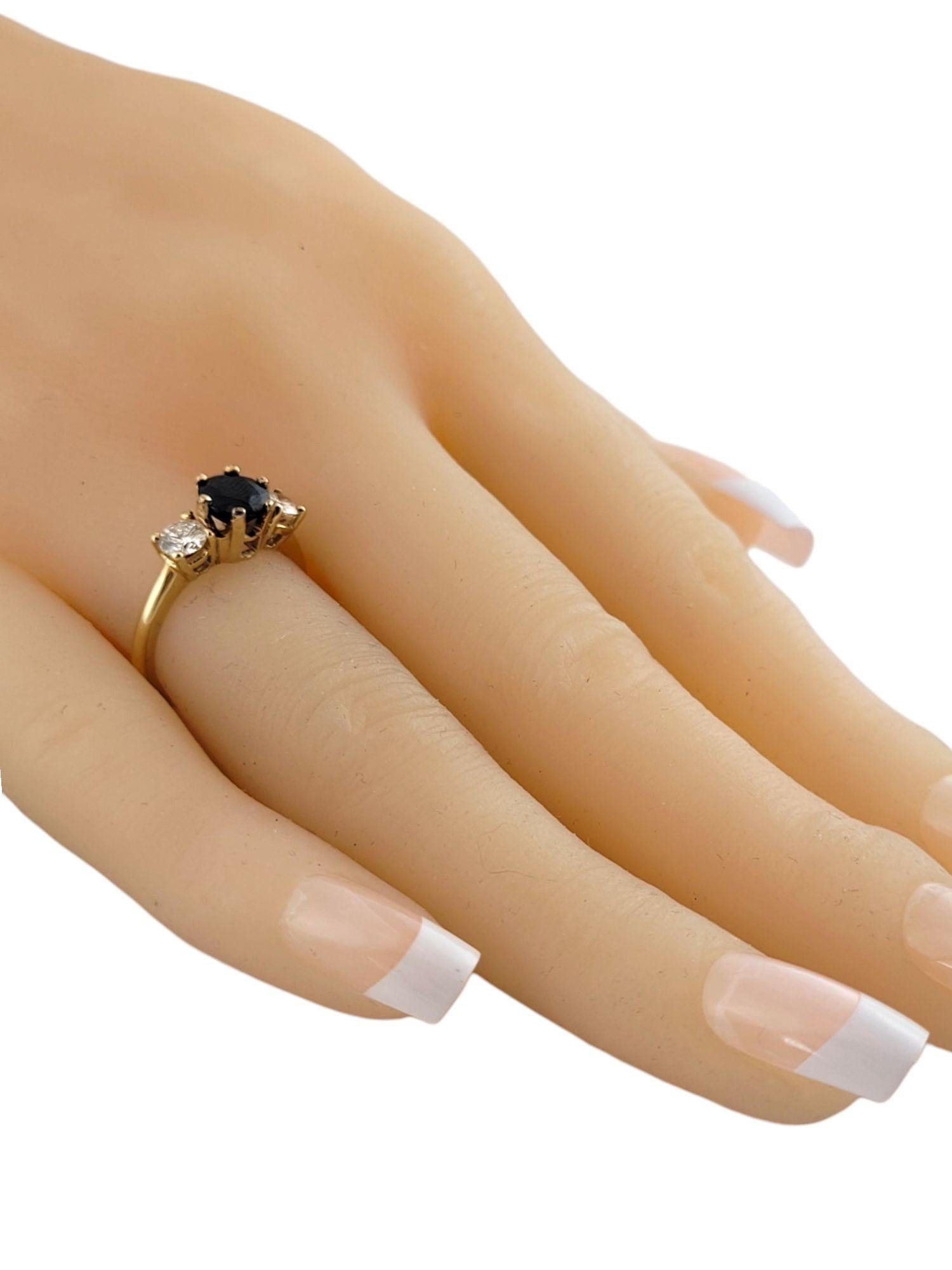 14k Yellow Gold Diamond and Natural Sapphire Ring For Sale 2
