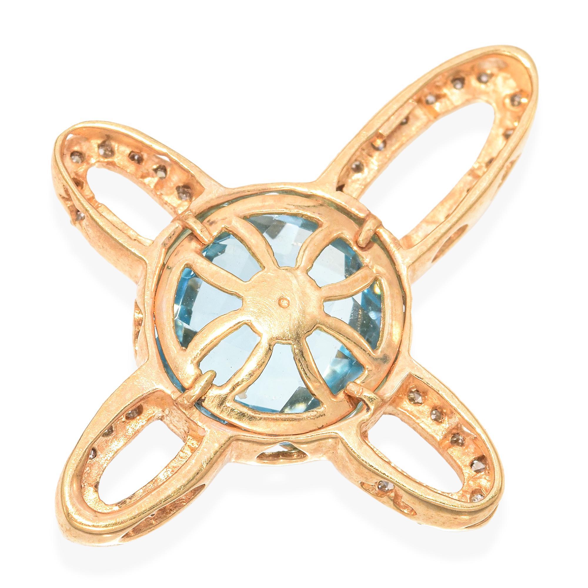 14k Gelbgold Diamant und Topas Kreuz-Anhänger im Zustand „Gut“ im Angebot in New York, NY
