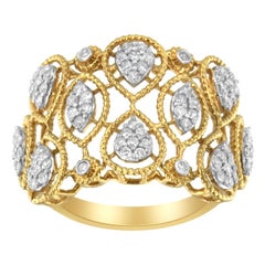 Anillo Art Decó de diamantes de oro amarillo de 14 quilates (1/2 qt, color H-I, pureza I1) -
