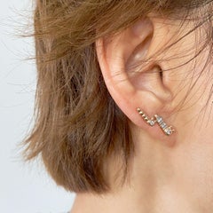 14k Yellow Gold Diamond Baby Caterpillar Stud Insect Earrings Baubou