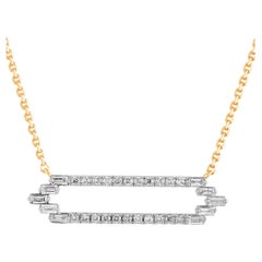 Pendentif mode en or jaune 14 carats avec diamants baguettes et ronds