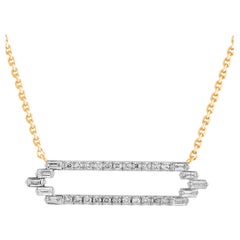 14K Yellow Gold Diamond Baguette and Round Fashion Pendant