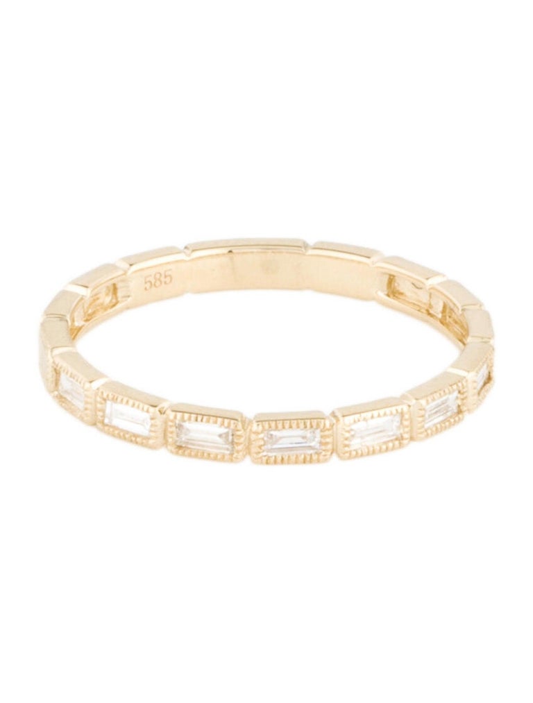 14K Yellow Gold Diamond Baguette Band for Her For Sale at 1stDibs