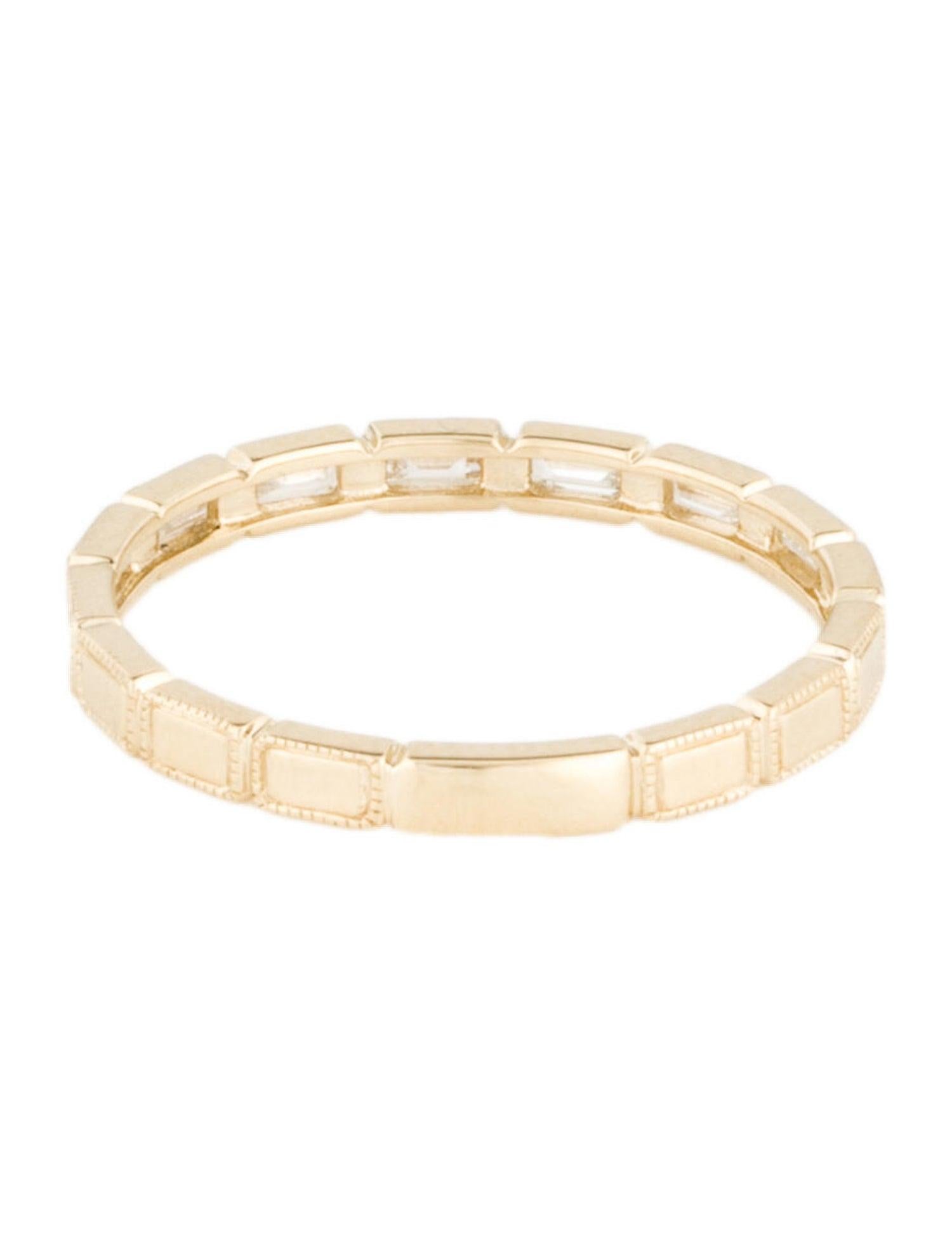 Contemporary 14K Yellow Gold Diamond Baguette Band for Her For Sale