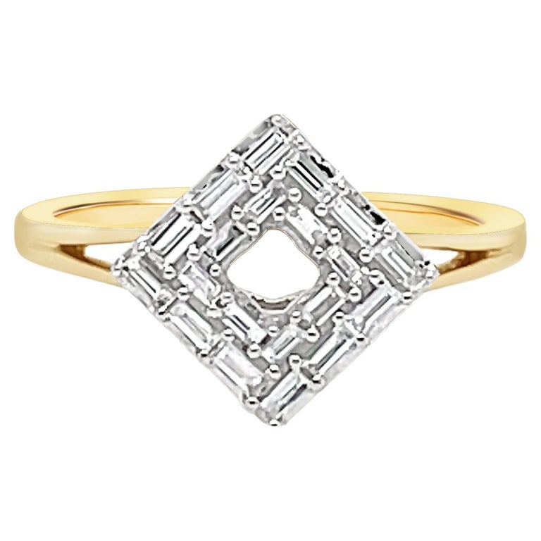 14K Yellow Gold Diamond Baguette Ring For Sale at 1stDibs