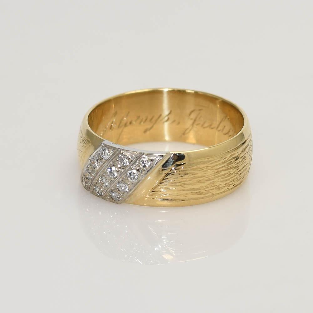 14K Yellow Gold Diamond Band .12tdw, 7.2gr In Excellent Condition For Sale In Laguna Beach, CA