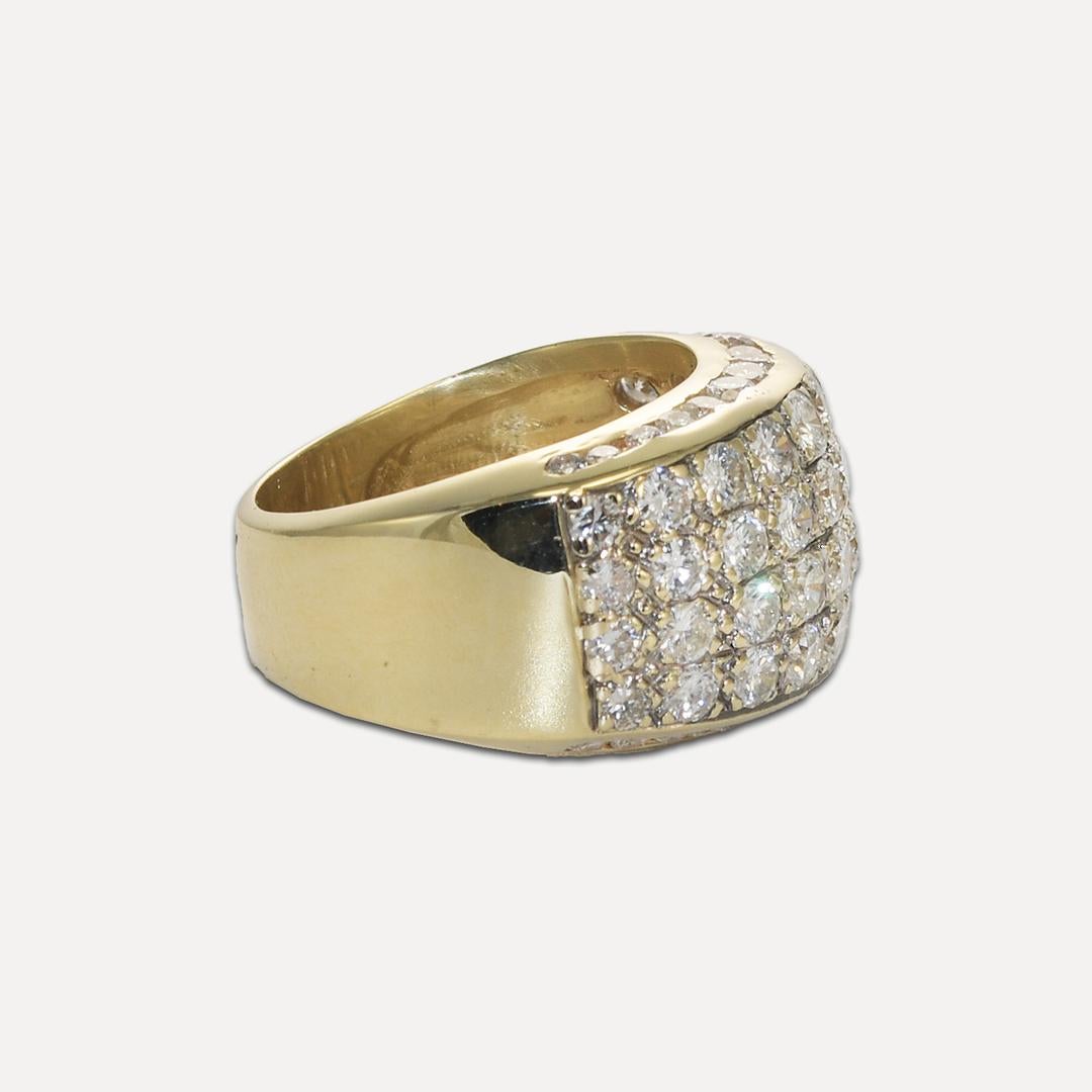 Round Cut 14K Yellow Gold Diamond Band 3.00ct
