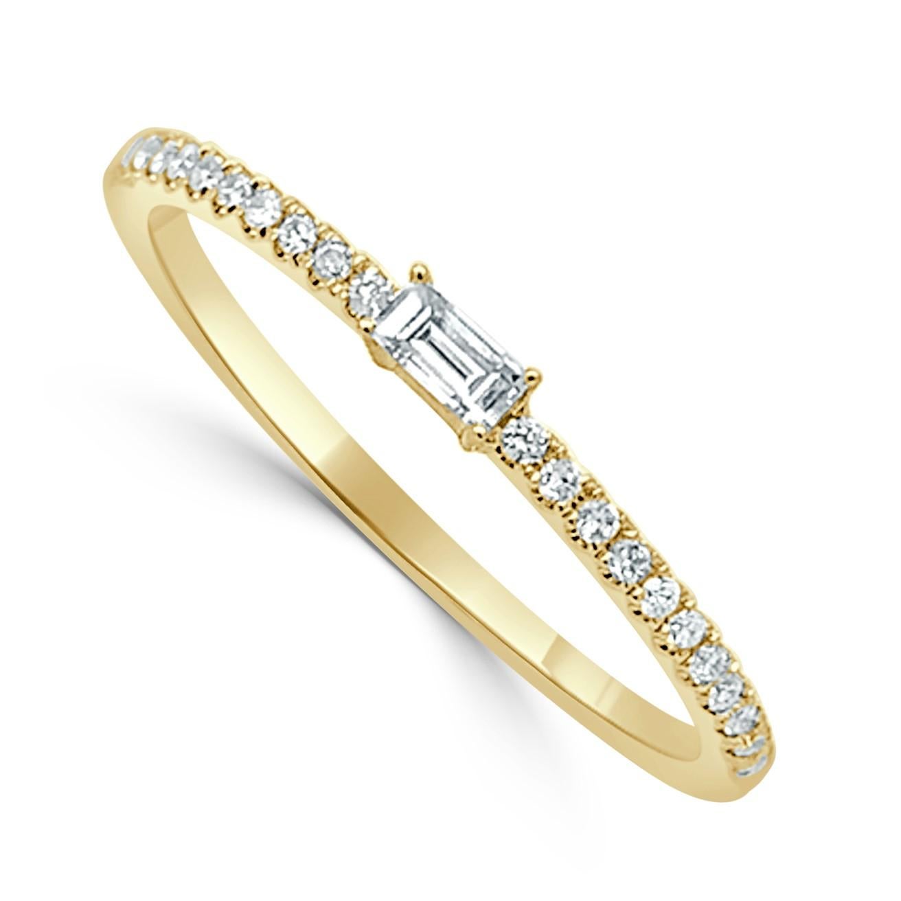 Baguette Cut 14K Yellow Gold Diamond Band for Her For Sale