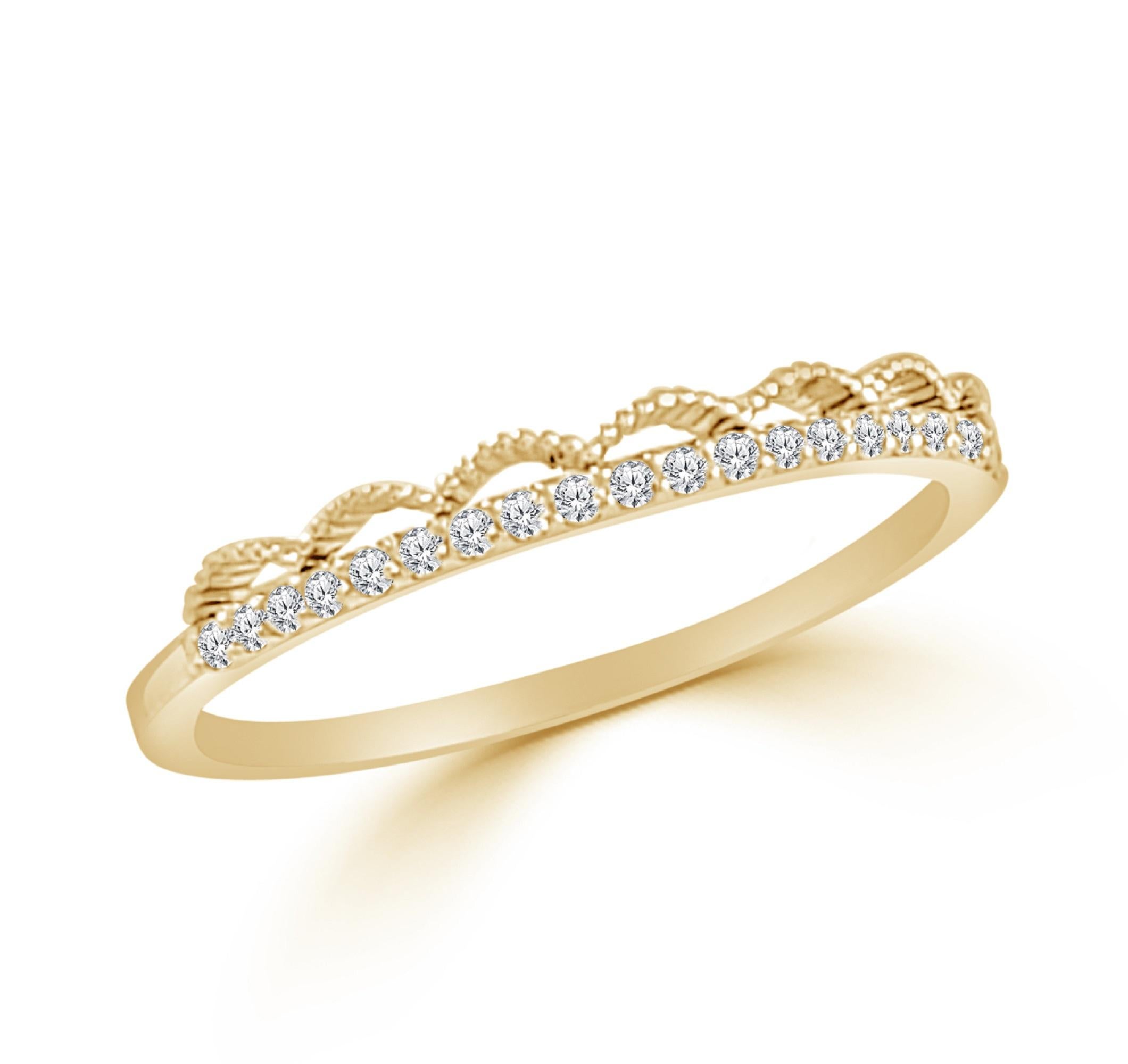Round Cut 14K Yellow Gold Diamond Band for Her For Sale