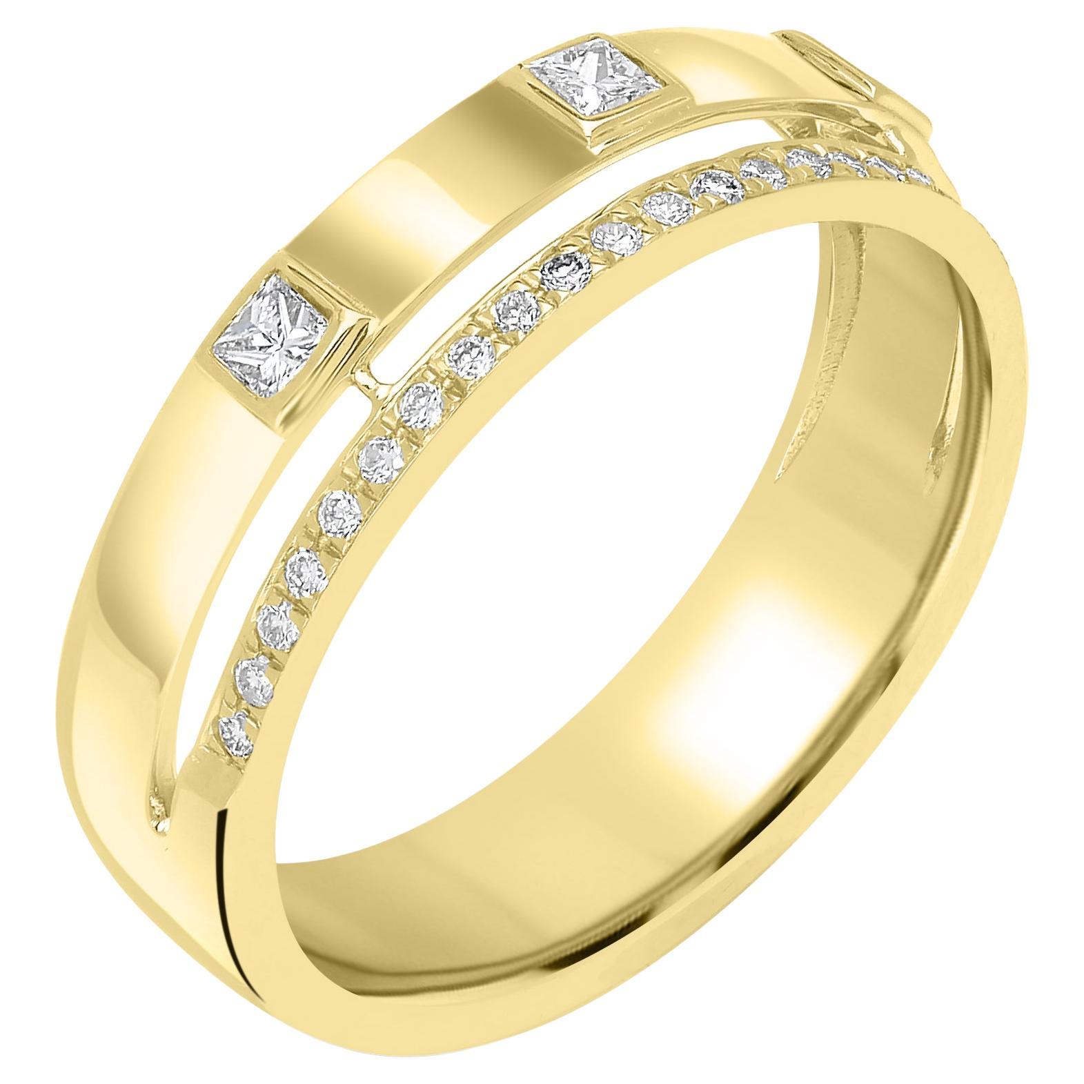 Luxle 0.25 Ct. T.W Diamond Band Ring in 14k Yellow Gold For Sale