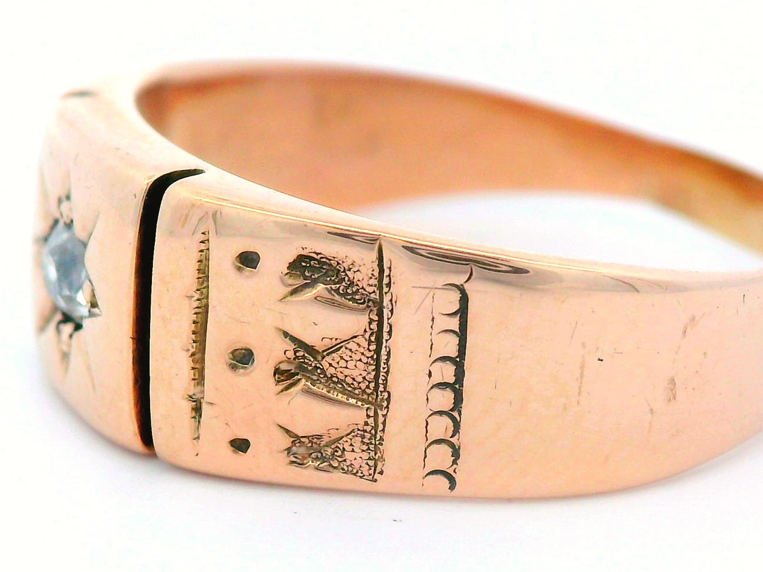 14k Yellow Gold Diamond Band Ring from 1890 In Good Condition For Sale In Lexington, KY