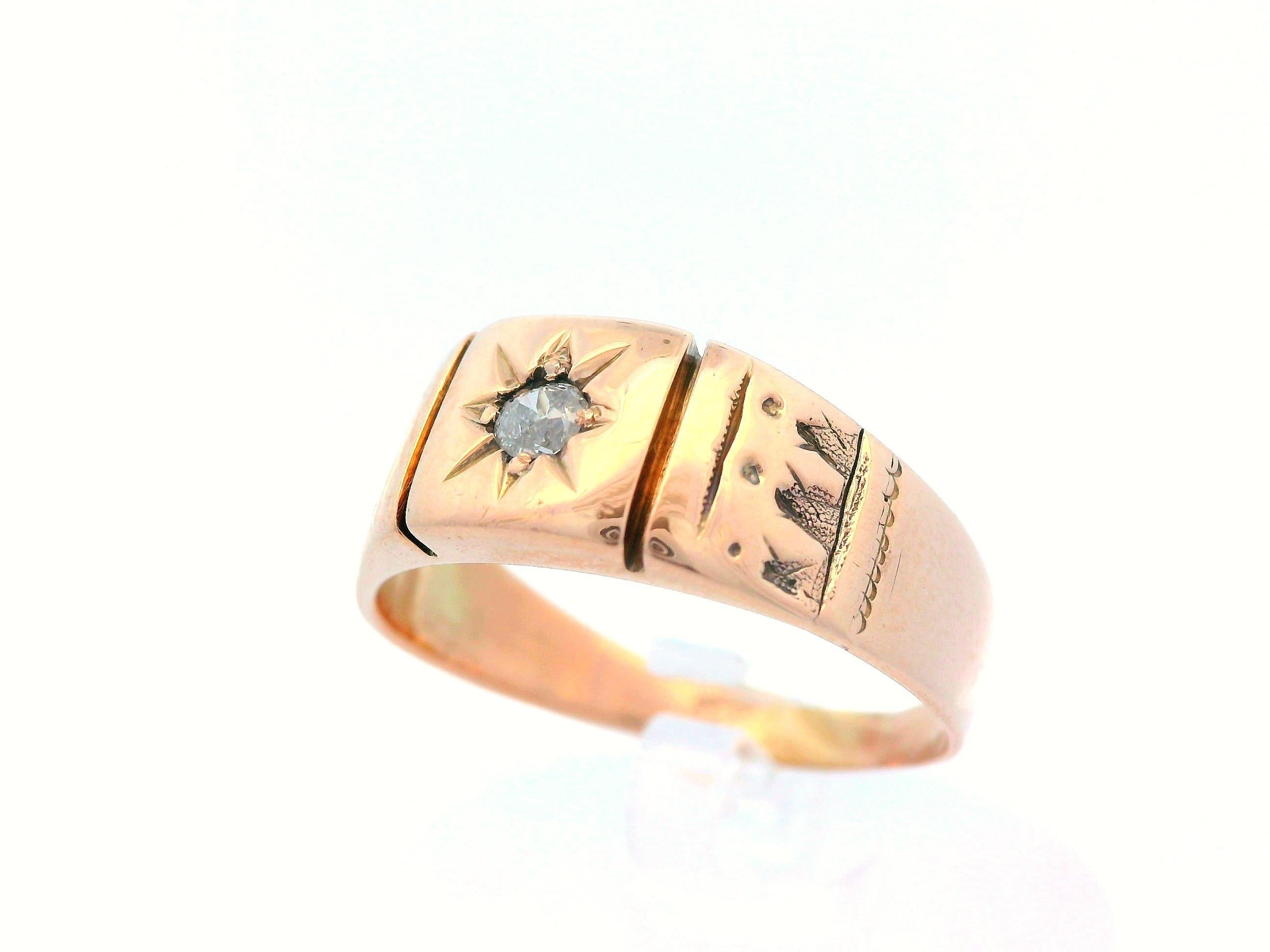 Women's 14k Yellow Gold Diamond Band Ring from 1890 For Sale