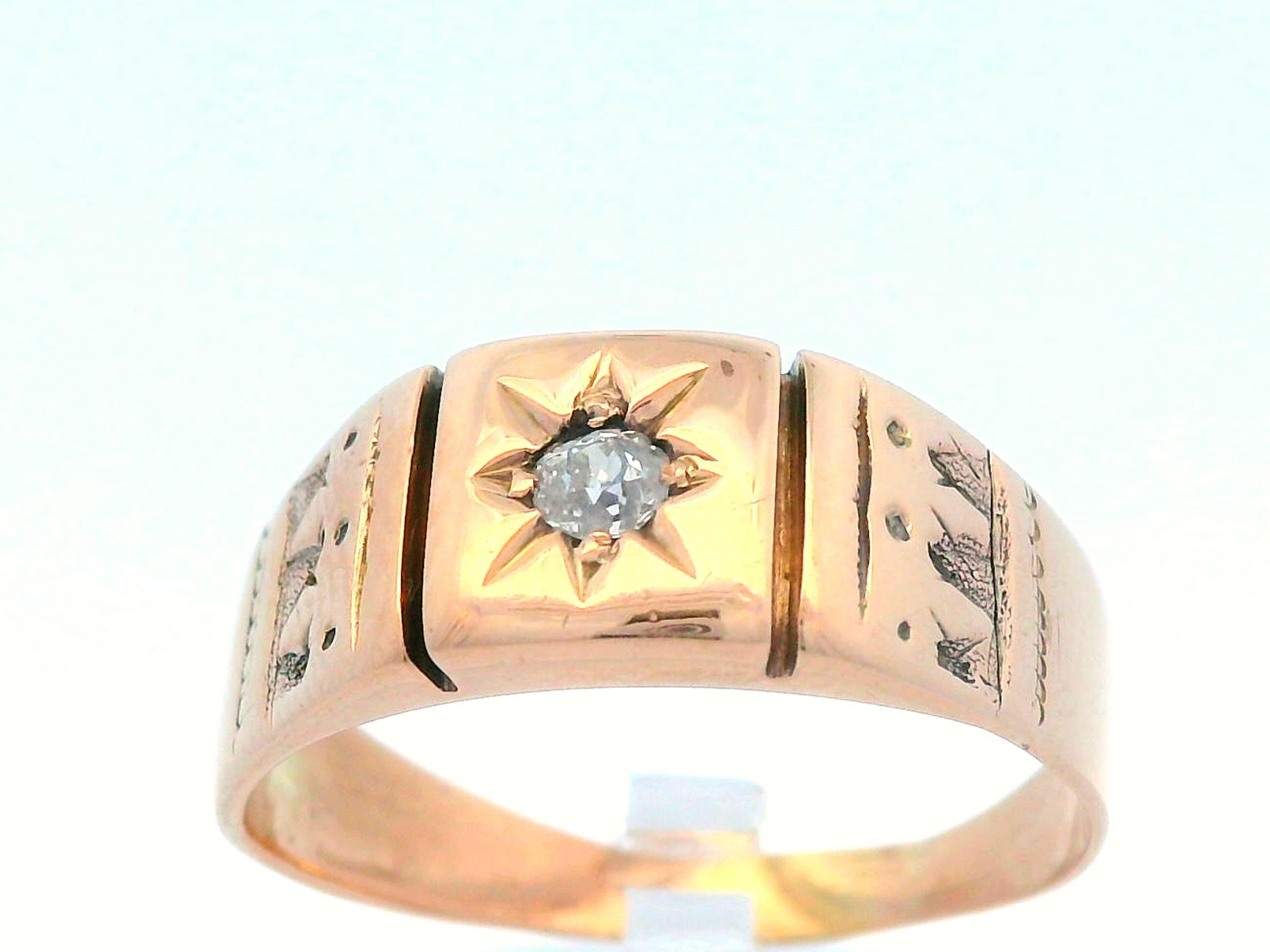14k Yellow Gold Diamond Band Ring from 1890 For Sale 2