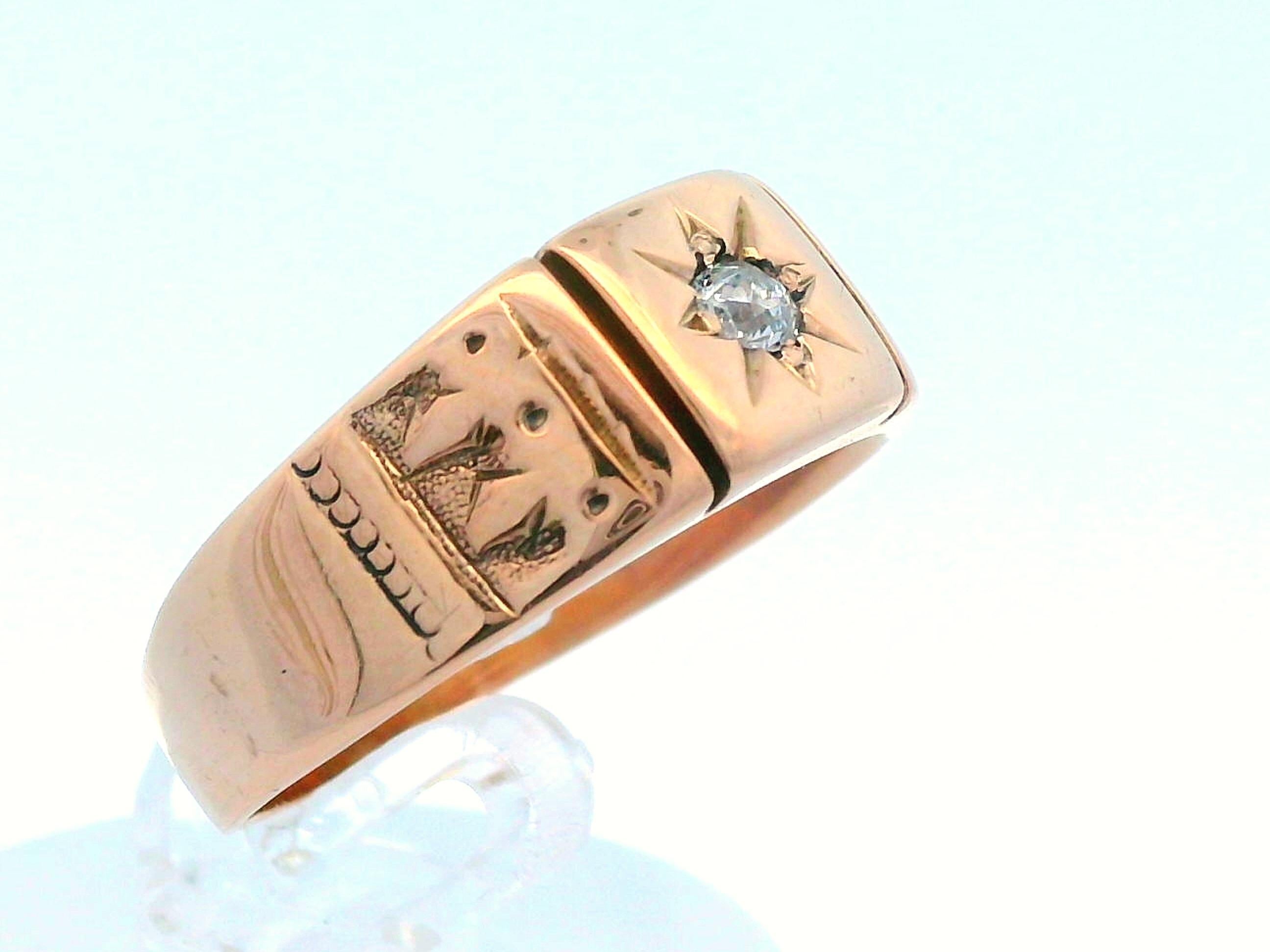 14k Yellow Gold Diamond Band Ring from 1890 For Sale 3