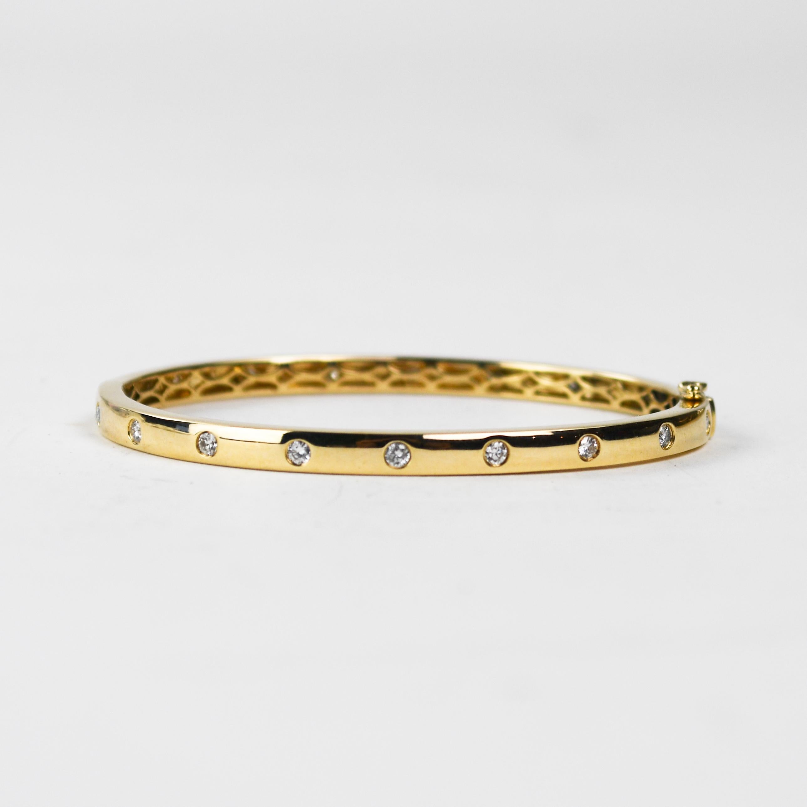 Brazalete de diamantes de oro amarillo de 14 quilates 0,75 ct Corte redondo en venta
