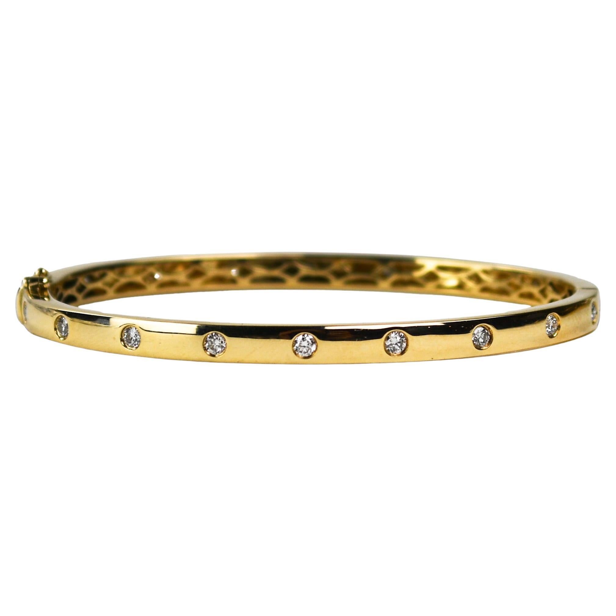 Brazalete de diamantes de oro amarillo de 14 quilates 0,75 ct en venta
