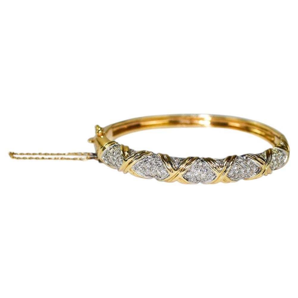 14K Yellow Gold Diamond Bangle 1.50ct