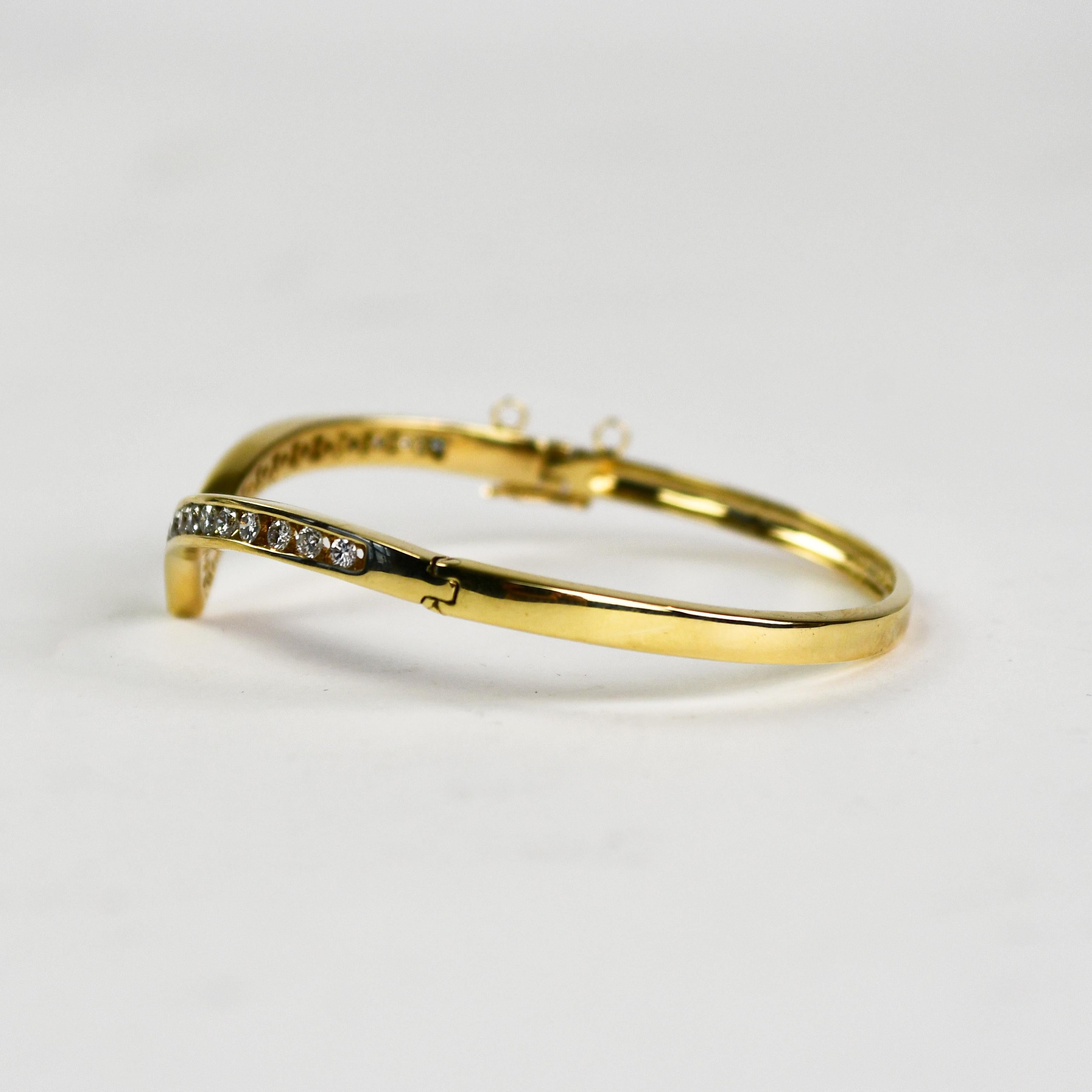 Bracelet jonc en or jaune 14 carats avec diamants de 1,00 carat Unisexe en vente