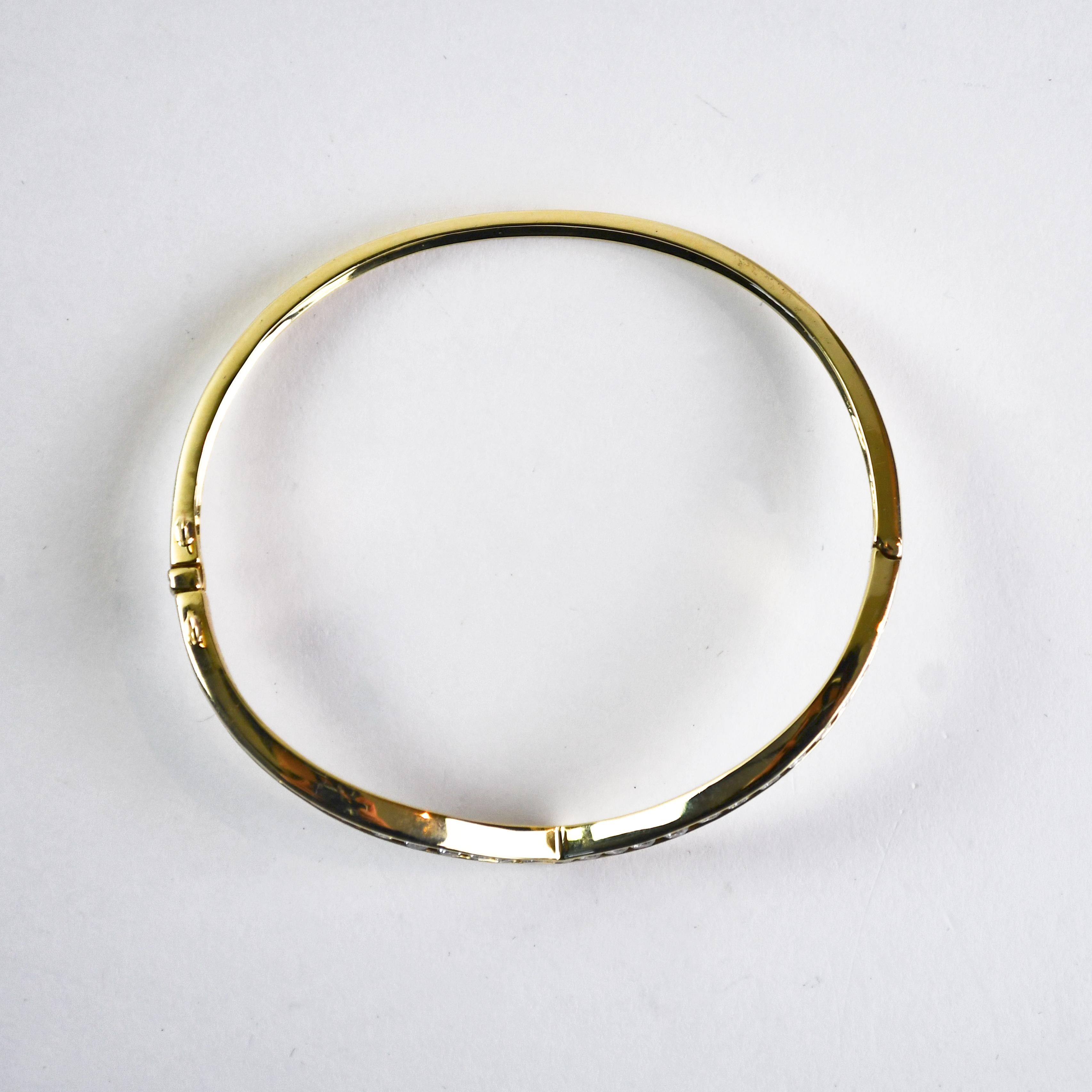 Bracelet jonc en or jaune 14 carats avec diamants de 1,00 carat en vente 2