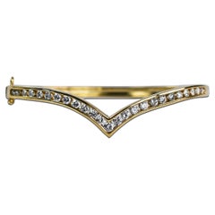 14K Yellow Gold Diamond Bangle Bracelet 1.00ct