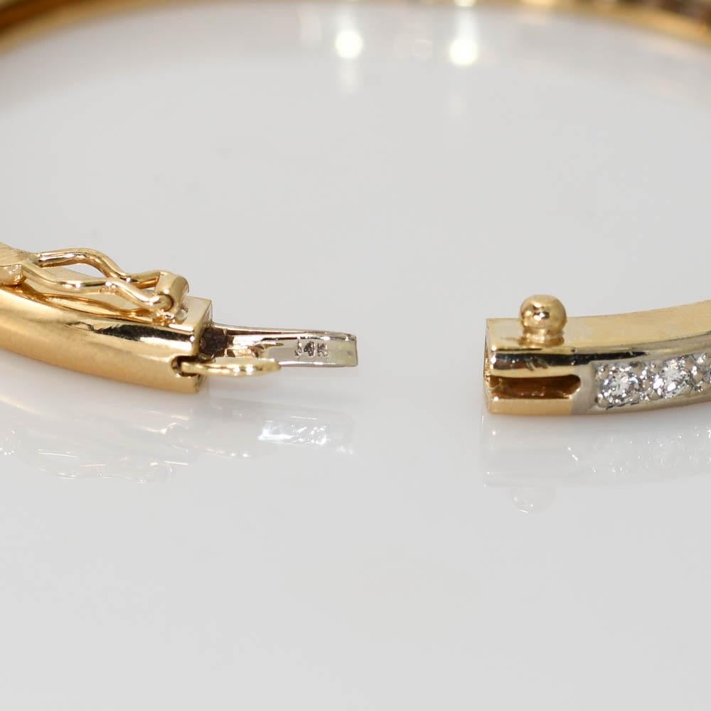 Round Cut 14K Yellow Gold Diamond Bangle Bracelet 1.50ct For Sale