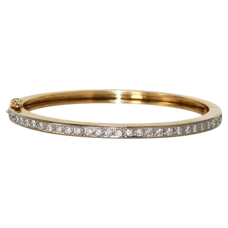 14K Yellow Gold Diamond Bangle Bracelet 1.50ct