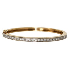 14K Yellow Gold Diamond Bangle Bracelet 1.50ct