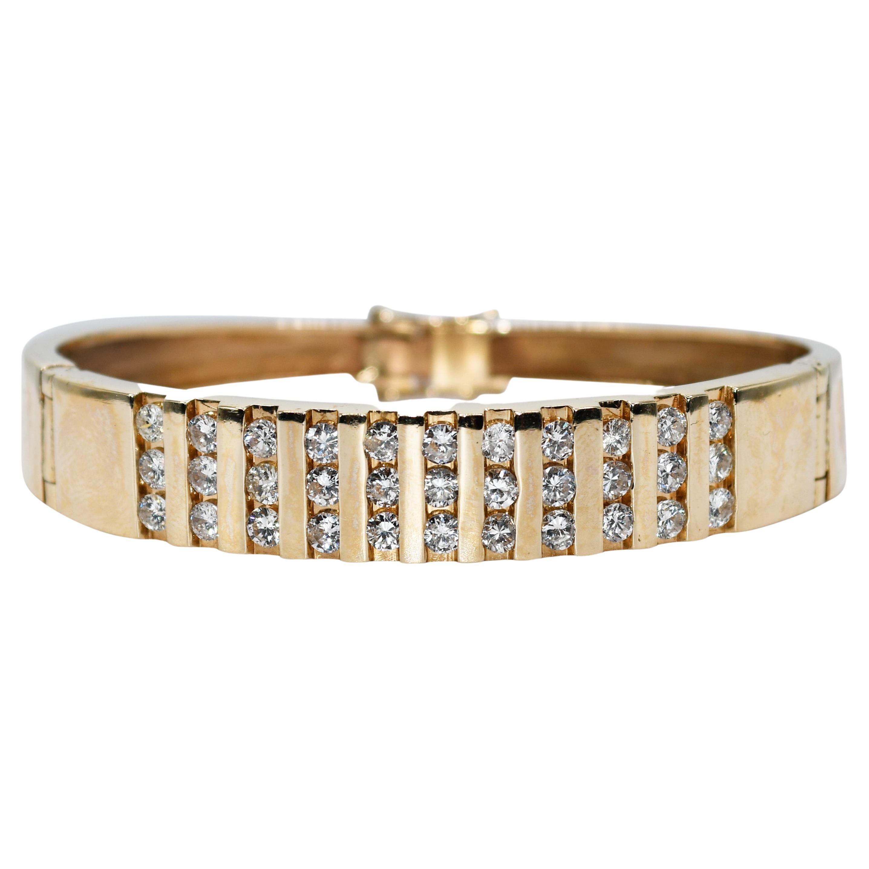 14K Yellow Gold Diamond Bangle Bracelet, 1.75TDW, 23.8g