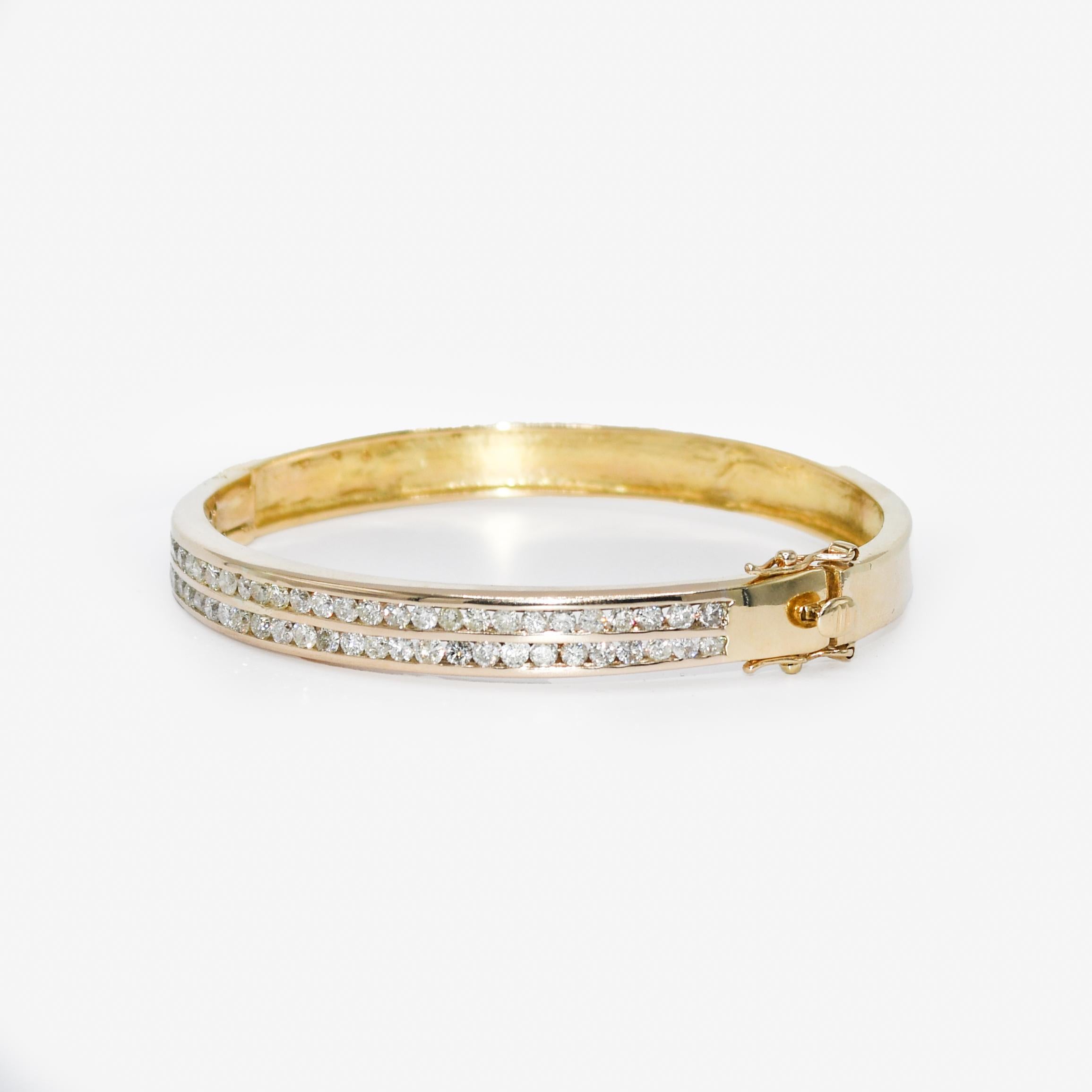 14K Yellow Gold Diamond Bangle Bracelet 2.50tdw, 34.8g For Sale 1