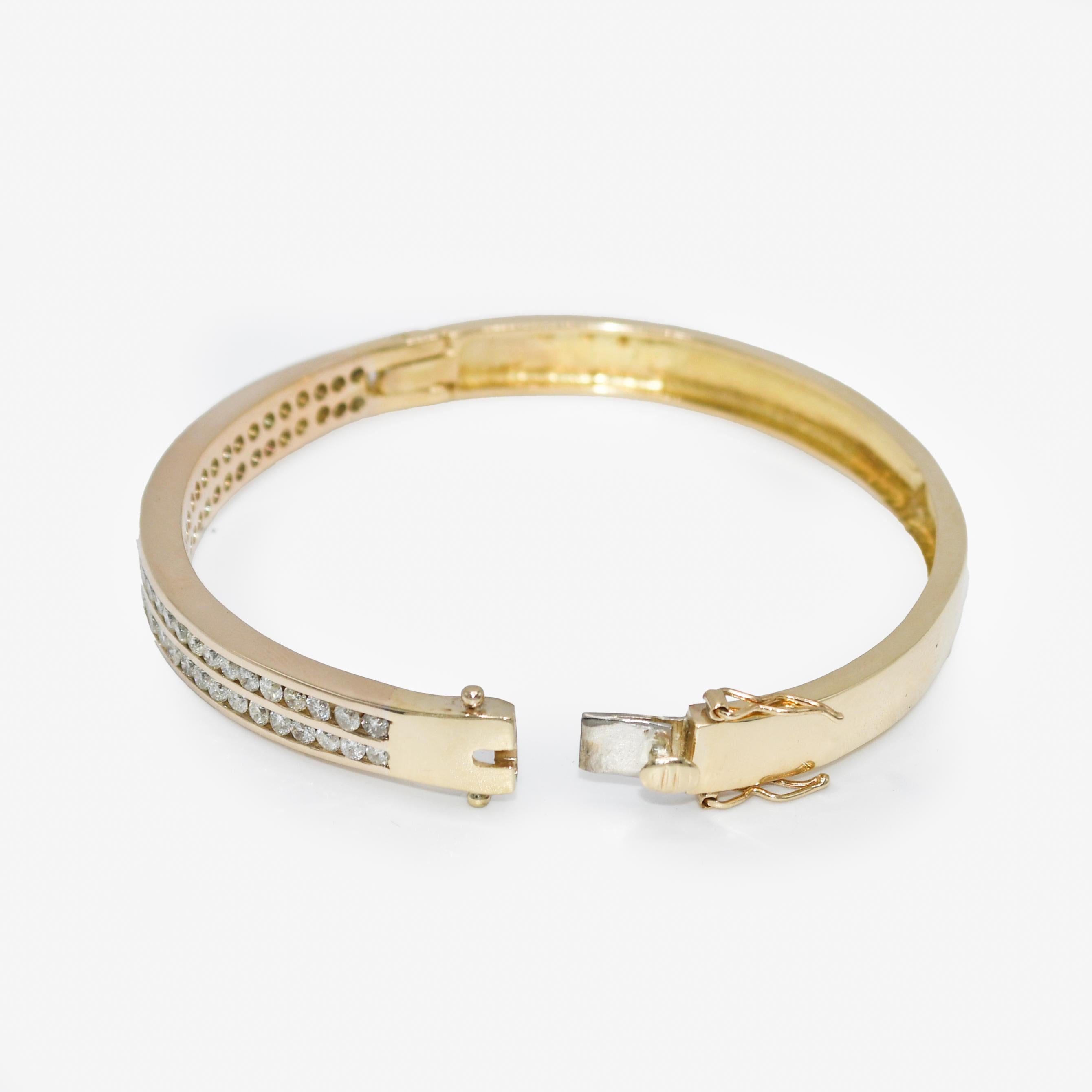 14K Yellow Gold Diamond Bangle Bracelet 2.50tdw, 34.8g For Sale 2