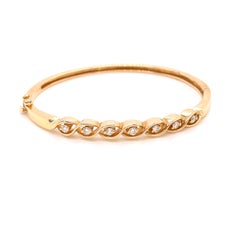 14K Yellow Gold Diamond Bangle Bracelet .25ct