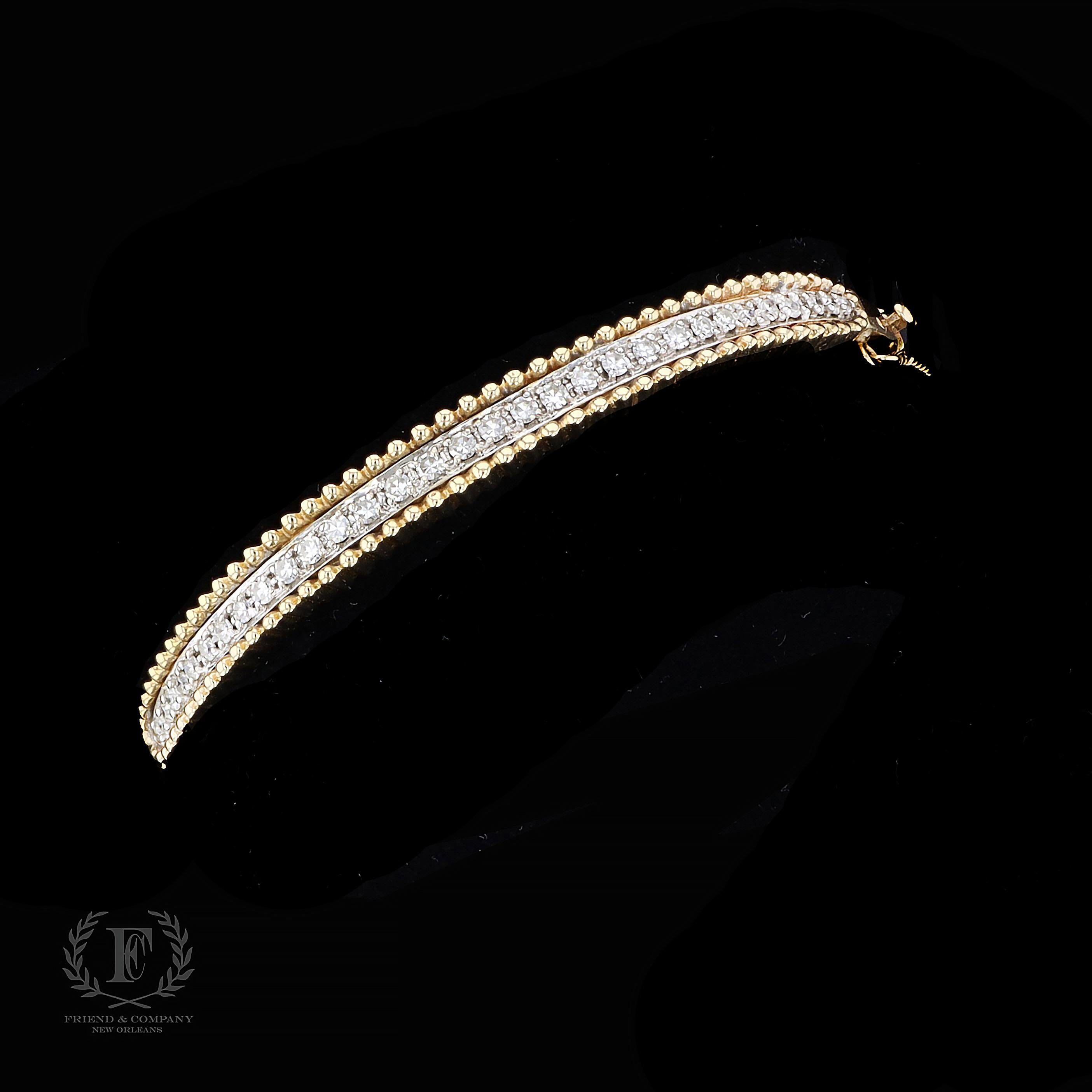 14k Yellow Gold Diamond Bangle Bracelet For Sale 1