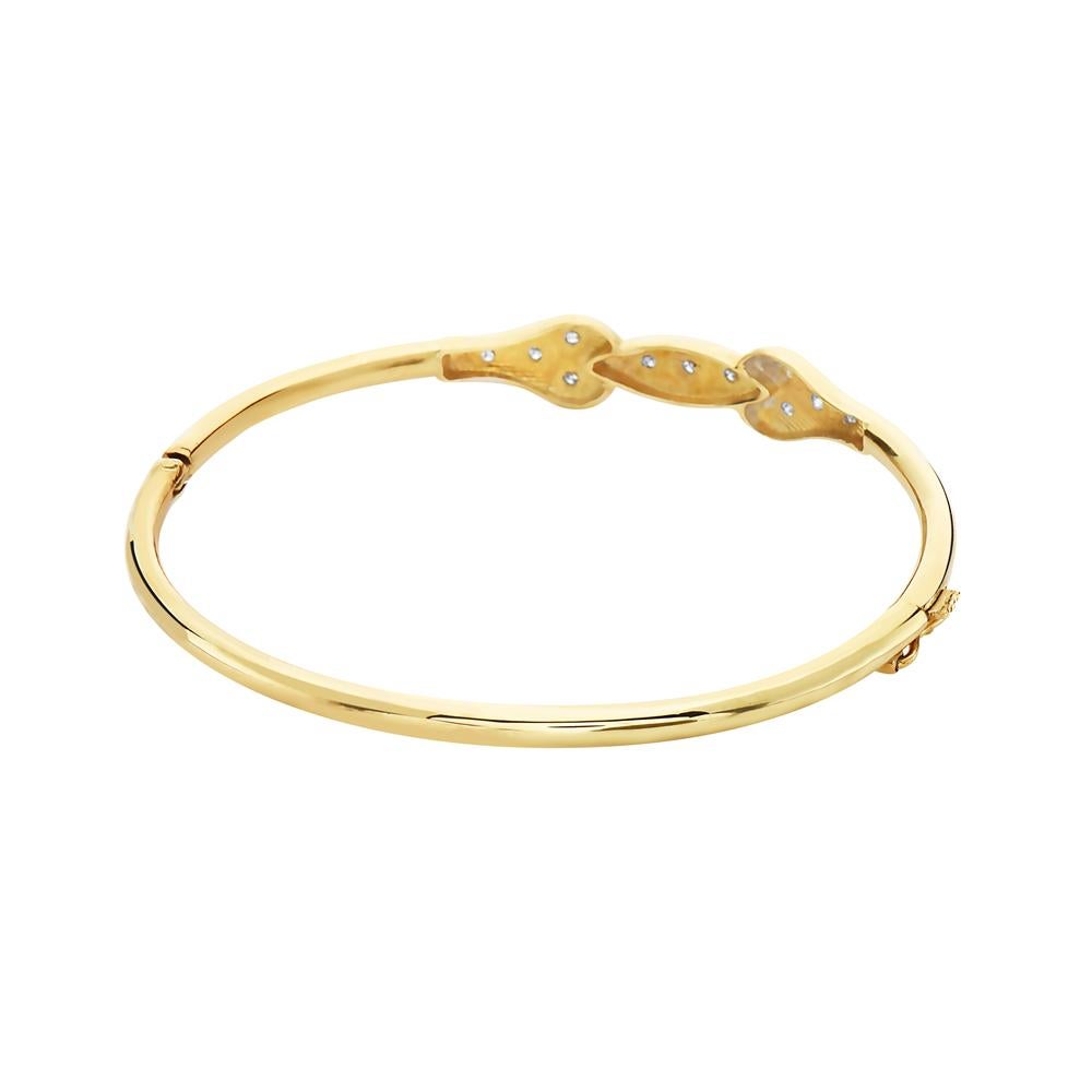 Contemporary 14 Karat Yellow Gold Diamond Bangle Bracelet