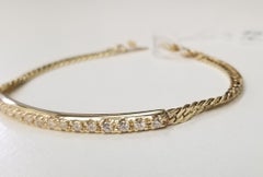 14 Karat Yellow Gold Diamond Bar and Chain Bracelet