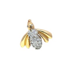 14k Gelbgold Diamant Biene Brosche, 0,6 Karat, Designer unbekannt, 4,41g