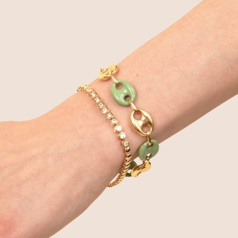 14k Yellow Gold Diamond Bezel Bracelet For Sale at 1stDibs