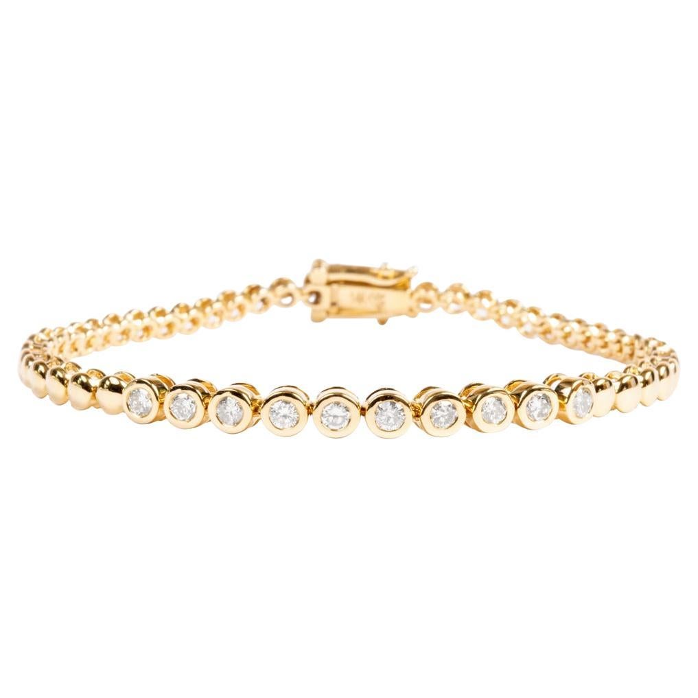 14k Yellow Gold Diamond Bezel Bracelet For Sale