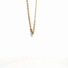 14K Yellow Gold Diamond Bezel Dangle Ball Chain Necklace