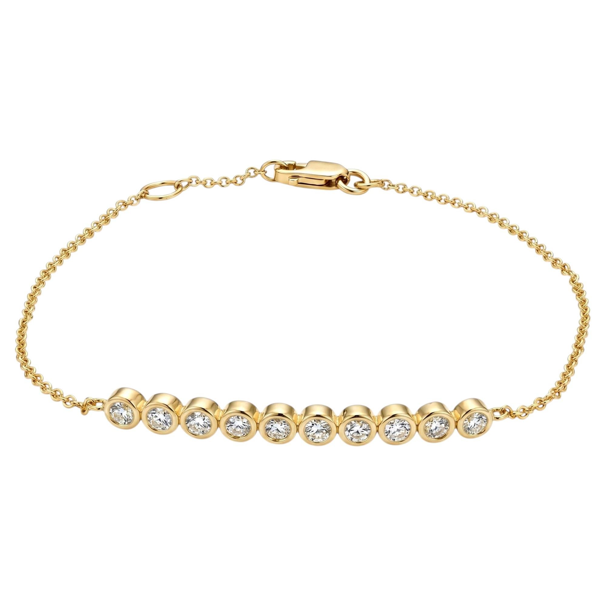 14K Yellow Gold Diamond Bezel Set Bracelet