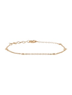 14K Yellow Gold Diamond Bezel Station Chain Bracelet for Her
